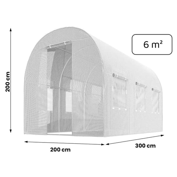 Folio puutarhatunneliin 2x3m (6m2) valkoinen Plonos