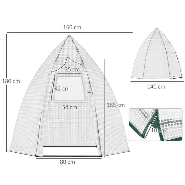 Rootz Mini Drivhus - Vintertelt til planter med rulledør - Have - Balkon - Vinterbeskyttelse - Hvid - 160 x 140 x 180 cm