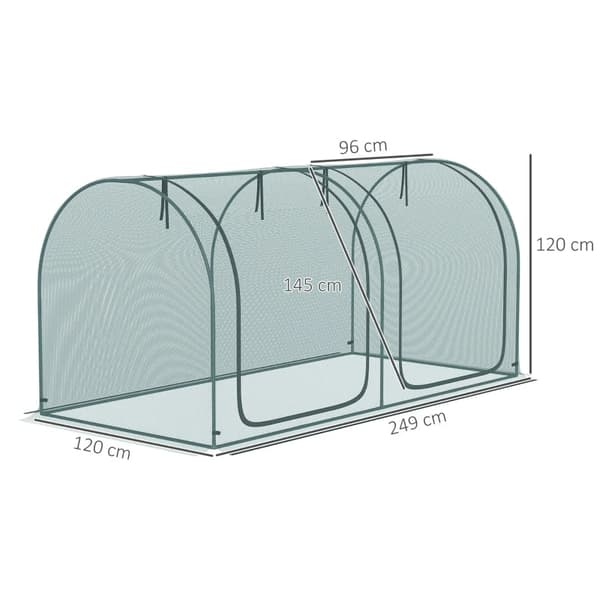 Rootz växtskyddsnät - 2 rulldörrar - Stålram - Inklusive bärväska - Mörkgrön - 2,49 x 1,2 x 1,2 m