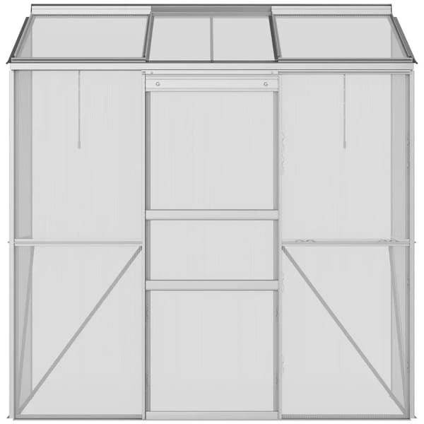 Rootz Lean-to Greenhouse - Skydedør - Tagvindue - Polycarbonat + Aluminium - Sølv - 192 x 68 x 196 cm