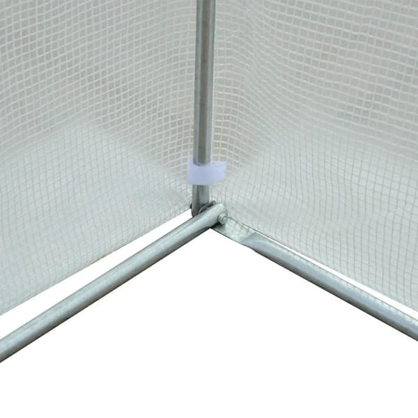 Rootz Tunnel Greenhouse - 6 rullaavaa ikkunaa - vetoketjullinen ovi - repeytymätön kalvo - metallikehys - valkoinen - 4,45 x 3 x 2,05 m