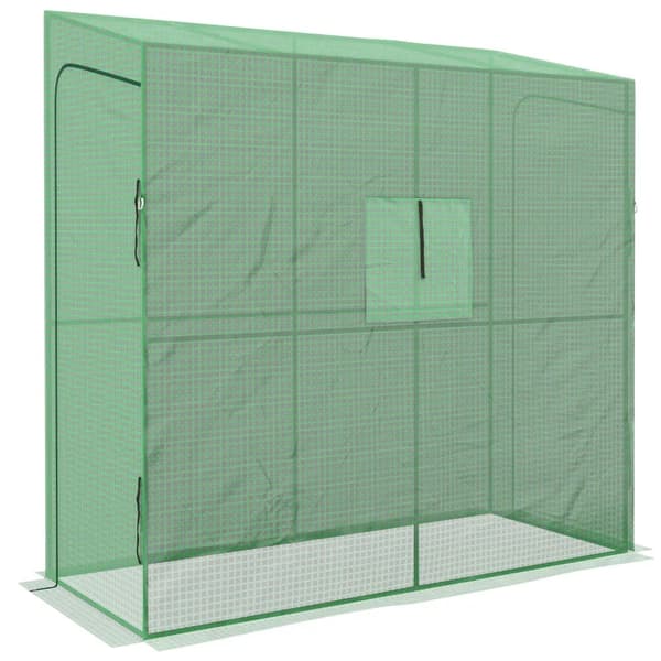 Rootz Lean-To drivhus - Cold Frame Drivhus - Rulledøre - Film drivhuse - Vejrbestandig - Grøn - 200cm x 80cm x 200cm