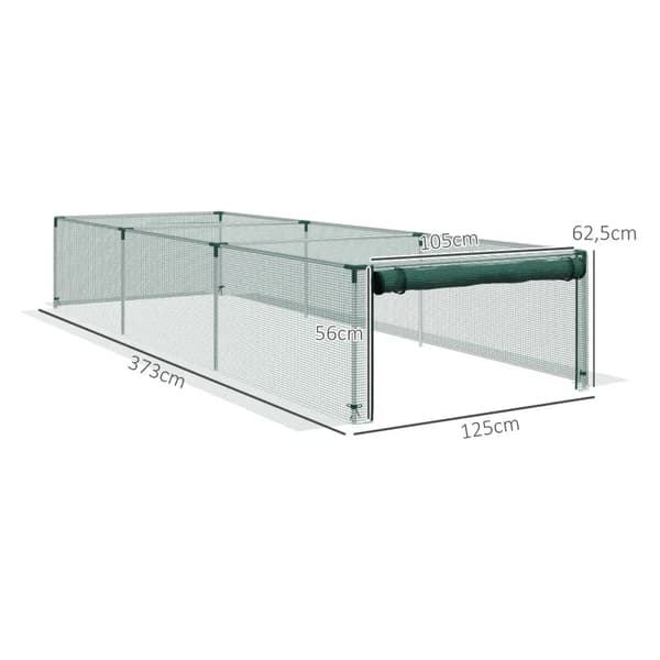 Rootz Plant Protection Net - Grönsaksskydd - Zip Door - Stålram - Grön + Silver - 125x125x62,5cm
