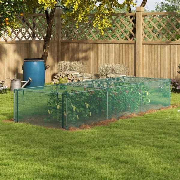 Rootz Plant Protection Net - Grönsaksskydd - Zip Door - Stålram - Grön + Silver - 125x125x62,5cm