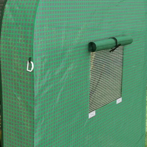 Rootz Mini Greenhouse - Litet växthus - Kallram - 2 planteringsytor - Rulldörrar - Grön - 185 x 94 x 150cm