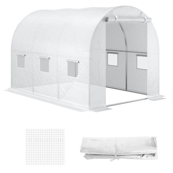 Rootz Replacement Greenhouse Cover - Växthus Cover - Walk-in Greenhouse - Roll-up Windows - Väderbeständig - Transparent - 300cm x 200cm x 200cm