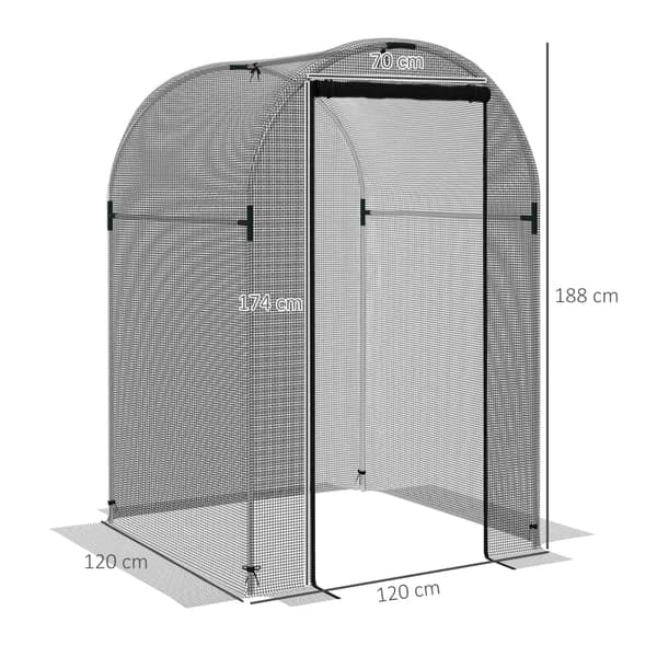 Rootz Fuglebeskyttelsesnet - Plantebeskyttelse - Heavy Duty - Dør med lynlås - Sort + Sølv - 120x120x188cm