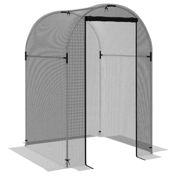 Rootz Fuglebeskyttelsesnet - Plantebeskyttelse - Heavy Duty - Dør med lynlås - Sort + Sølv - 120x120x188cm