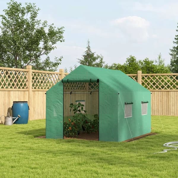 Rootz Tunnel Greenhouse - Walk-in kasvihuone - Roll Up Ovi ja Ikkuna - Galvanoitu teräsrunko - Vihreä - 2x3x2m