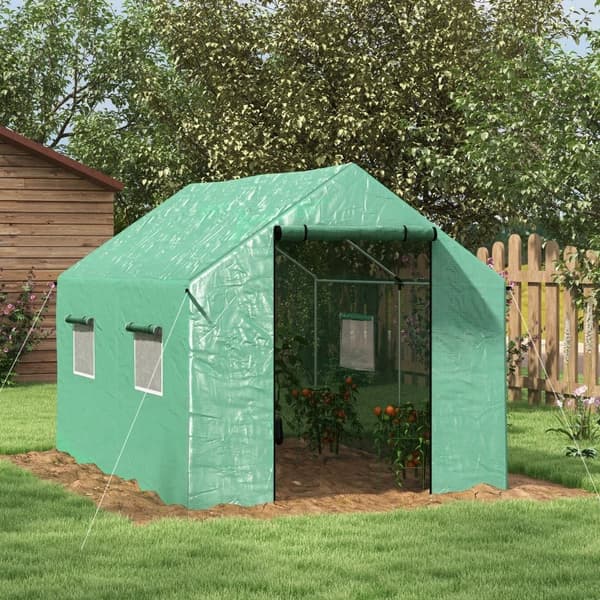 Rootz Tunnel Greenhouse - Walk-in kasvihuone - Roll Up Ovi ja Ikkuna - Galvanoitu teräsrunko - Vihreä - 2x3x2m