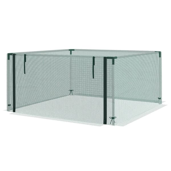 Rootz Plantebeskyttelsesnet - Grøntsagsbeskyttelse - Lynlåsdør - Galvaniseret stålramme - Grøn + Sølv - 125 x 125 x 62,5 cm