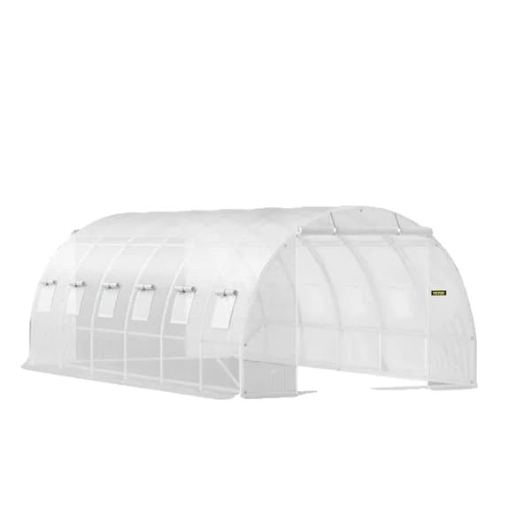 Drivhus, Walk-in Design, Galvaniseret Ramme, Hvid 20x10x7 ft White 20x10x7 ft