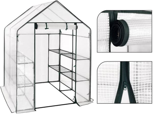 Rootz Film Greenhouse - Puutarhakasvihuone - Ulkokasvihuone - Ilmastointi - Kestävä rakenne - Helppo koota - 143cm x 143cm x 195cm