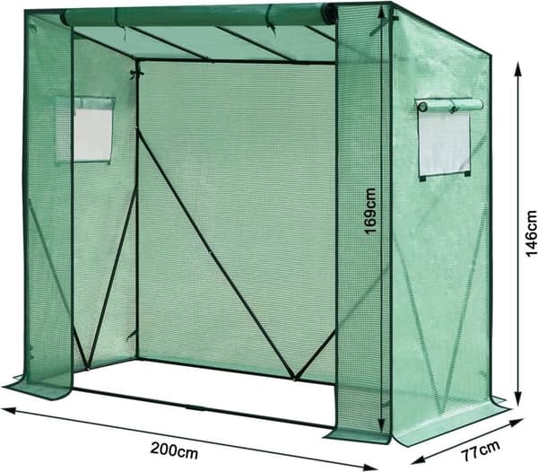 Rootz Premium Film Växthus - Trädgårdsväxthus - Växtskydd - Förbättrat skydd - Optimal klimatkontroll - Hållbar konstruktion - 200cm x 77cm x 146/169c