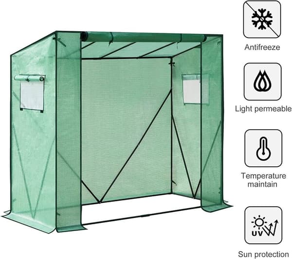 Rootz Premium Film Växthus - Trädgårdsväxthus - Växtskydd - Förbättrat skydd - Optimal klimatkontroll - Hållbar konstruktion - 200cm x 77cm x 146/169c