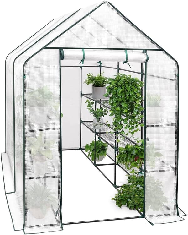 Rootz Folie Drivhus - Have Drivhus - Plantehus - Klimakontrolleret, Holdbar, Nem montering - Legeret stål, PVC presenning - 2,15m x 1,43m x 1,95m