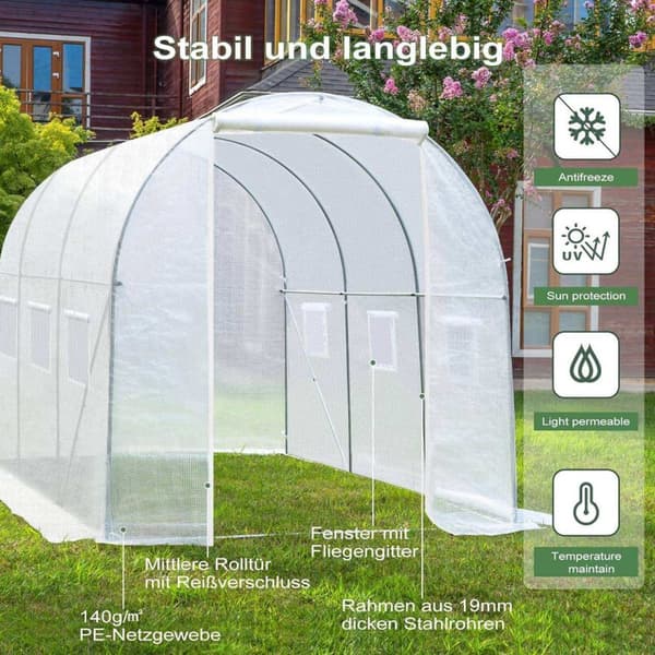 Rootz Premium Large Walk-In drivhus - Havedrivhus - Planteskjul - Vejrbestandigt PE Mesh - Rummeligt 6m² interiør - Robust 19 mm stålramme - 300 cm x