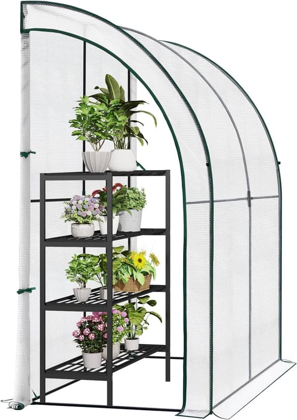 Rootz Premium Lean-to Greenhouse - Trädgårdsväxthus - Utomhusväxthus - UV-skydd - Hållbar design - Enkel montering - 200 cm x 210 cm x 100 cm