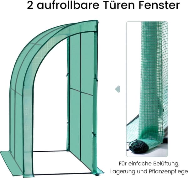 Rootz Premium Lean-to-drivhus - Havedrivhus - Udendørs drivhus - Rummeligt, holdbart, nemt at installere - 200 cm x 210 cm x 100 cm