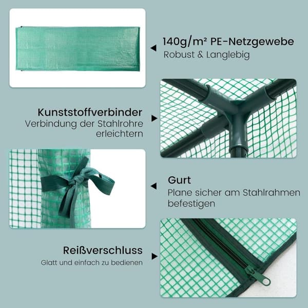 Rootz Premium Lean-to-drivhus - Havedrivhus - Udendørs drivhus - Rummeligt, holdbart, nemt at installere - 200 cm x 210 cm x 100 cm