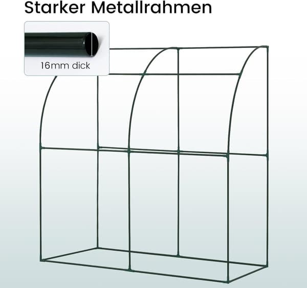 Rootz Premium Lean-to-drivhus - Havedrivhus - Udendørs drivhus - Rummeligt, holdbart, nemt at installere - 200 cm x 210 cm x 100 cm