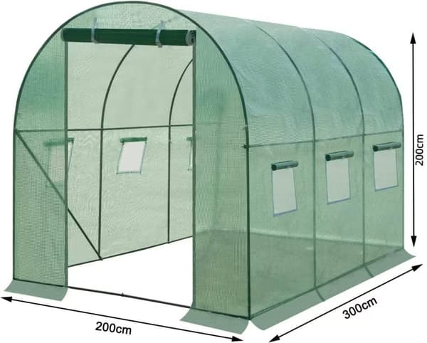 Rootz Premium Large Greenhouse - Trädgårdsinhägnad - Planthus - Optimal tillväxt, hållbar, enkel montering - 300 cm x 200 cm x 200 cm - Galvaniserat s