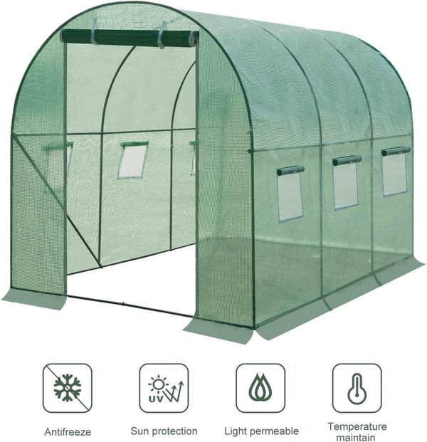 Rootz Premium Large Greenhouse - Trädgårdsinhägnad - Planthus - Optimal tillväxt, hållbar, enkel montering - 300 cm x 200 cm x 200 cm - Galvaniserat s