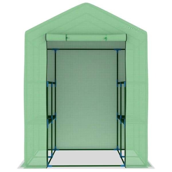 vidaXL drivhus med hylder 143x143x195 cm stål -  Drivhuse