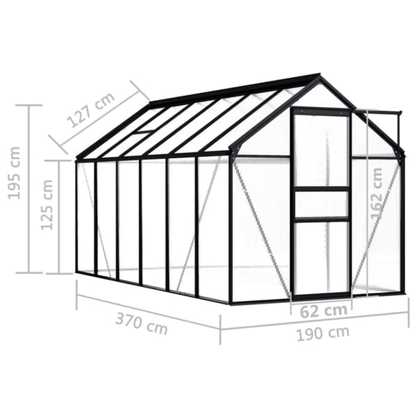 vidaXL drivhus 5,02 m³ aluminium antracitgrå - Drivhuse