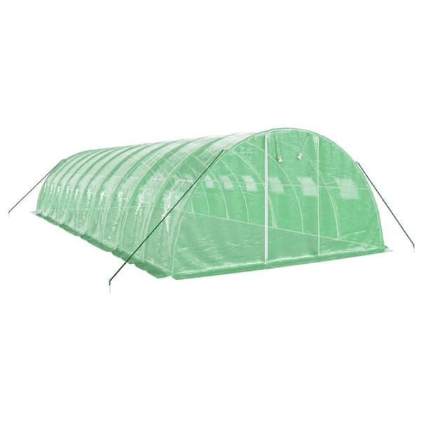 vidaXL drivhus med stålstel 40 m² 10x4x2 m grøn -  Drivhuse