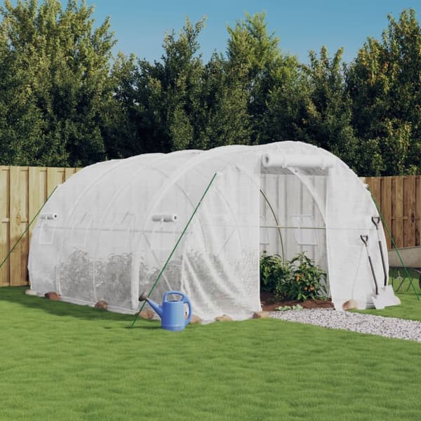 vidaXL drivhus med stålstel 12 m² 4x3x2 m hvid -  Drivhuse