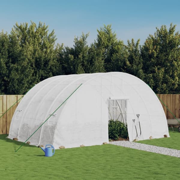 vidaXL drivhus med stålstel 24 m² 6x4x2,85 m hvid -  Drivhuse