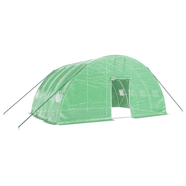 vidaXL drivhus med stålstel 24 m² 6x4x2,85 m grøn -  Drivhuse