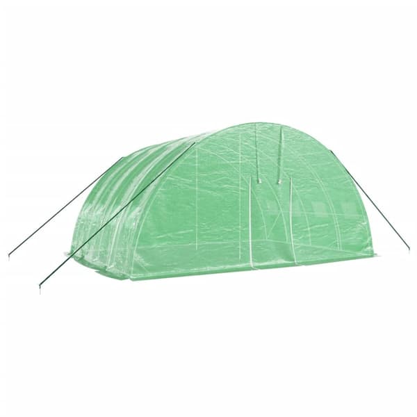 vidaXL drivhus med stålstel 24 m² 6x4x2,85 m grøn -  Drivhuse