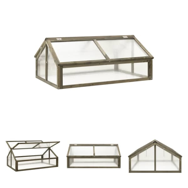 The Living Store Växthus grå 114x80x50 cm granträ - Växthus