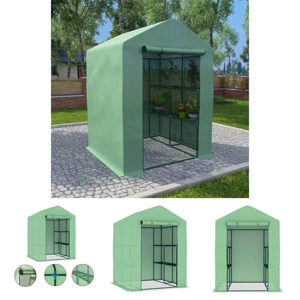 The Living Store drivhus med hylder 143x143x195 cm stål -  Drivhuse