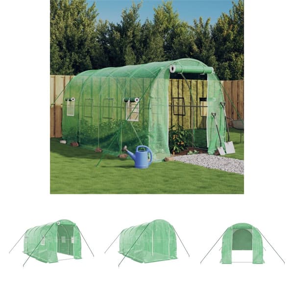 The Living Store drivhus med stålstel 8 m² 4x2x2 m grøn -  Drivhuse