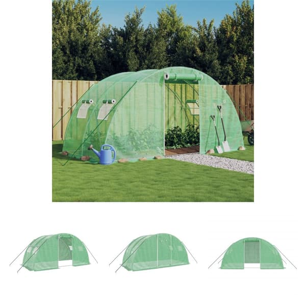 The Living Store drivhus med stålstel 8 m² 4x2x2 m grøn -  Drivhuse