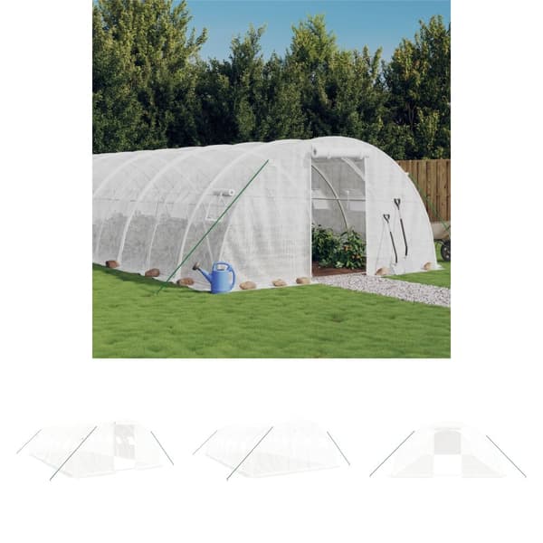 The Living Store Växthus med stålram vit 32 m² 8x4x2 m - Växthus