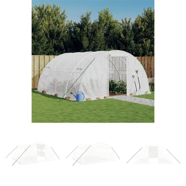 The Living Store drivhus med stålstel 16 m² 4x4x2 m hvid -  Drivhuse