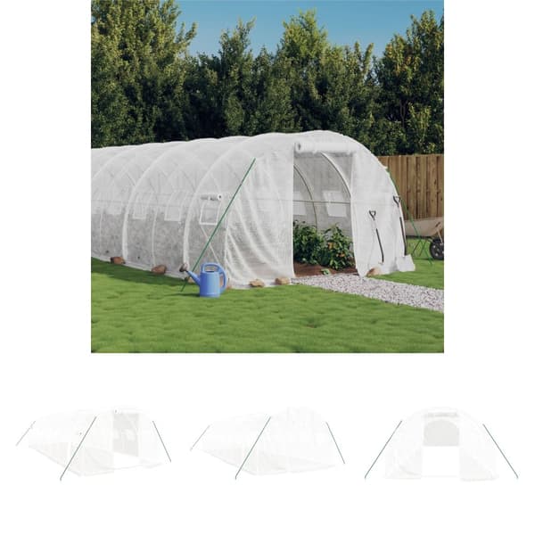 The Living Store drivhus med stålstel 24 m² 8x3x2 m hvid -  Drivhuse