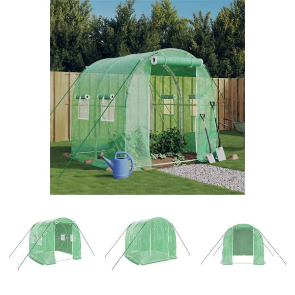 The Living Store drivhus med stålstel 4 m² 2x2x2 m grøn -  Drivhuse