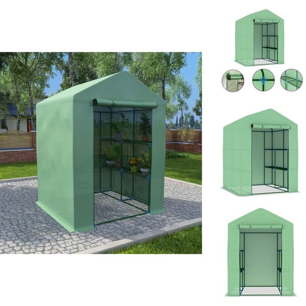 Växthus - Living Växthus med hyllor stål 143x143x195 cm