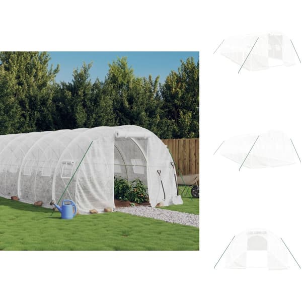 Växthus - Living Växthus med stålram vit 24 m² 8x3x2 m