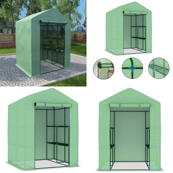 Drivhus med hylder 143x143x195 cm stål - Drivhus - Drivhuse - Home & Living