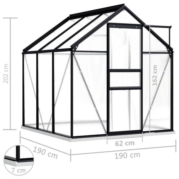 Växthus med basram antracit aluminium 3,61 m² - Växthus - Växt Hus - Home & Living