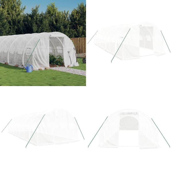 Drivhus med stålstel 24 m² 8x3x2 m hvid - Drivhus - Drivhuse - Home & Living