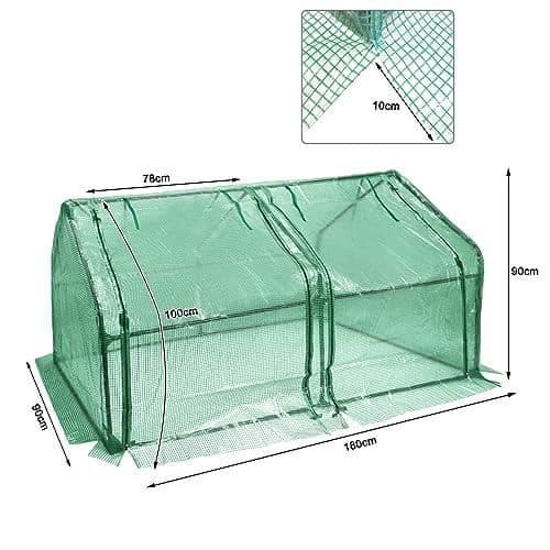 Trädgårdsväxthus Tomatväxthus 180x90x90cm med 2 rulldörrar, vattentät skyddsfilm, växthus för trädgård, balkong-grön