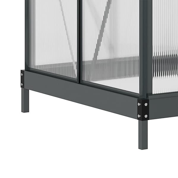 Rootz Greenhouse Cold Frame - Walk-In drivhus - Vejrbestandig - Rustbestandigt aluminium - Optimal ventilation - 190cm x 132cm x 201cm - Grå