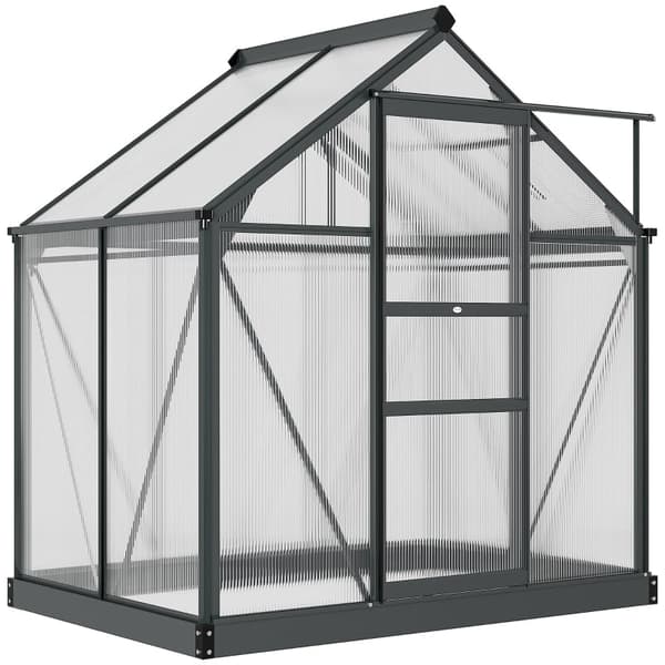 Rootz Greenhouse Cold Frame - Walk-In drivhus - Vejrbestandig - Rustbestandigt aluminium - Optimal ventilation - 190cm x 132cm x 201cm - Grå